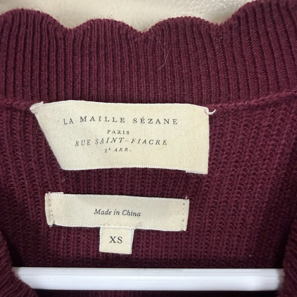 Sezane Womens Size XS Bourdeaux Wool Blend Long Sleeve Mid Length Sweater Dress - Picture 4 of 6